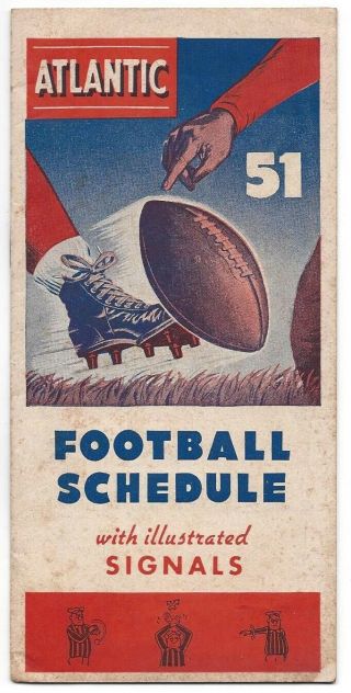 1951 Atlantic Oil Co.  Pro & College Football Schedule & Cartoon Hand Signals
