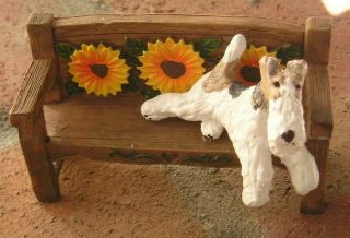 Wire Fox Terrier On A Sunflower Bench