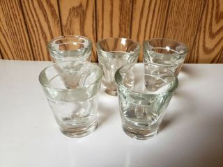 Set Of 5 Heavy Duty Clear Glass Shot Glasses With White Line