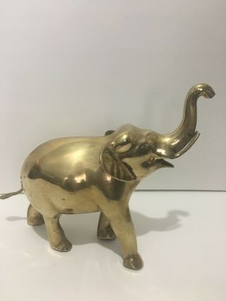 Vintage Solid Brass Elephant Statue Figurine Heavy 8 1/8 " Tall,  Weight 2 Pounds
