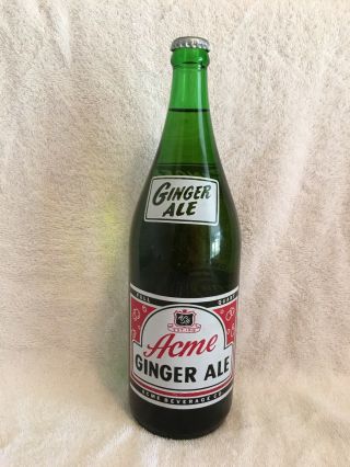 Full One Quart Acme Ginger Ale Acl Soda Bottle Wilkes Barre,  Pa