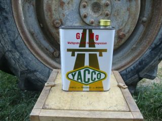 Vintage Yacco Metal Oil Can,  Ideal Garage Display With Petrol Pump,  Enamel Sign