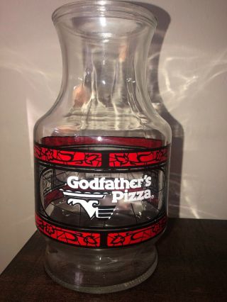 Vntg CocaCola Pitcher Godfather ' s Pizza Stained Glass Design Sprite & Coke Glass 3