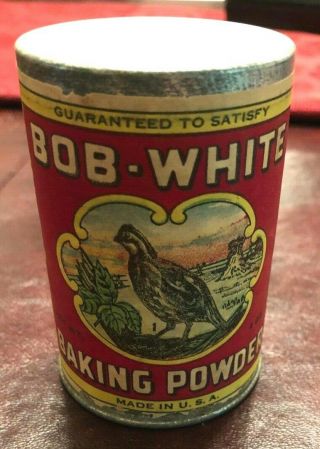 Antique 1898 Full Bob - White Baking Powder Tin Can Baltimore Md