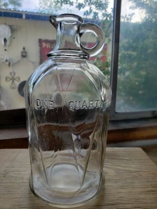 Vintage One Quart Glass Jug With Handle And Pour Spout