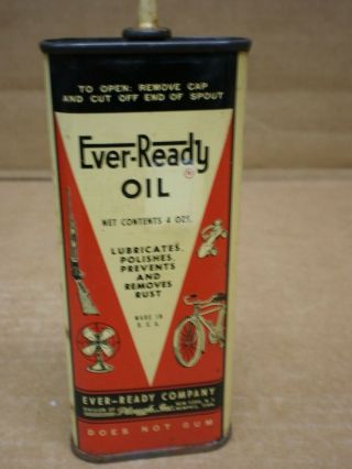 VINTAGE 4 OZ EVER - READY HANDY OILER OIL CAN OLD TIN GUN FAN REEL SEWING 2