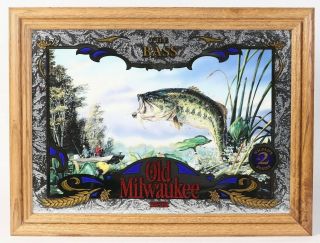Old Milwaukee Advertising Beer Mirror Sign No.  2 In The Wildlife Series The Bass