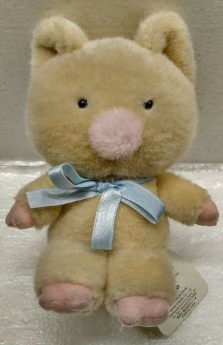 2010 Sanrio Smiles Zashikibuta Pig W/ Blue Bow 6 " Stuffed Animal Plush Soft Toy