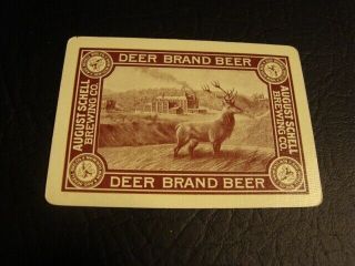Circa 1900 August Schell Deer Brand Singleton Playing Card,  Ulm,  Minnesota
