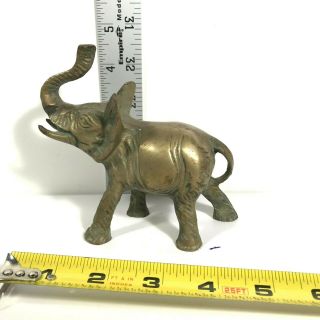 Vintage Brass Elephant Sculpture Trunk Up Small Size Walking Figurine Home Decor