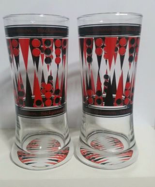 Set 2 Backgammon Game Drinking Glasses 6.  5 " Tall 12 Ounce