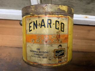Vintage Early White Rose En Ar Co Enarco Cup Grease Oil Gasoline Gas Can Tin Old