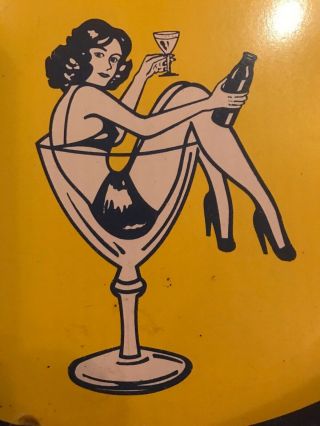Hussong ' s Beer Tray Tin Sign Pin Up Girl Holding Martini Beer Glass 2