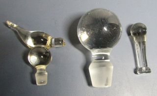 3 Vintage Glass Crystal Bottle Decanter Stoppers