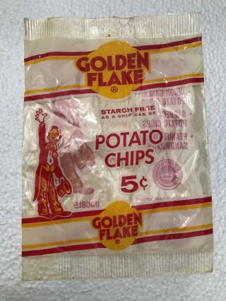 Vintage Chip Bag,  Golden Flake 5cent Potato Chip Bag,  Red,  White,  & Yellow