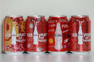 2011 Coca Cola 4 Cans Set From Egypt,  125 Years Of Happiness
