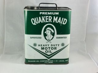 Vintage Premium Quaker Maid Heavy Duty Motor Oil 2 Gallon Empty Can St.  Louis