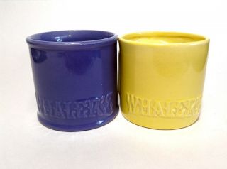 2 WHALER ' S Rum Tiki Mugs Cocktail Glasses Ceramic Cup Yellow & Purple Barware 2