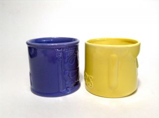 2 WHALER ' S Rum Tiki Mugs Cocktail Glasses Ceramic Cup Yellow & Purple Barware 3