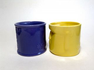 2 WHALER ' S Rum Tiki Mugs Cocktail Glasses Ceramic Cup Yellow & Purple Barware 4