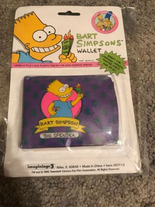Vintage Bart Simpson Big Spender Wallet Purple Rare The Simpsons