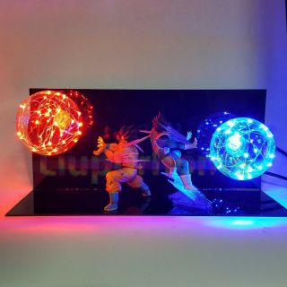 Rare Dragon Ball Z Vegeta & Goku Power Up Led Light Lamp Action Figure Whole Set
