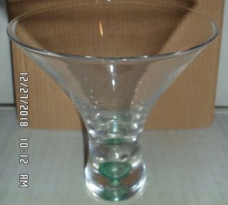 Martini Glasses HAND CRAFTED ART GLASS COLORED BUBBLE BASE 4.  25 