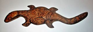 Vintage Tribal Lizard Carving Driftwood Gecko Primitive Folk Art Carved Wood 17 "
