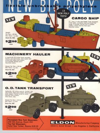 1957 Paper Ad 2 Sided Eldon Toys Cargo Ship Machinery Hauler Truck Us Army Tank
