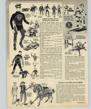1968 Paper Ad Toy Captain Action Panther Boy Matt Mason Marx Johnny Jane West