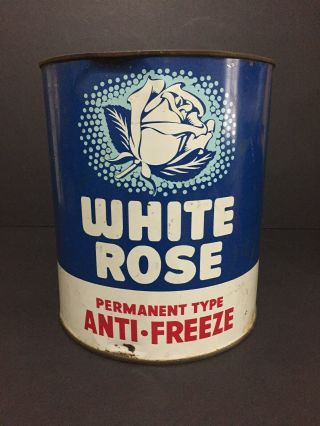 Rare & White Rose Imperial Gallon Oil Tin Can Sign Canada Advertising