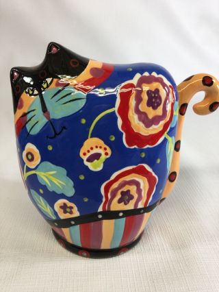 Cats Meow Joyce Shelton Fat Cat Piggy Bank Colorful Ceramic