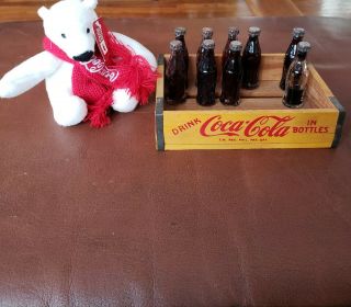 Coca - Cola Miniature Bottle With Wooden Crate,  Philippines 3