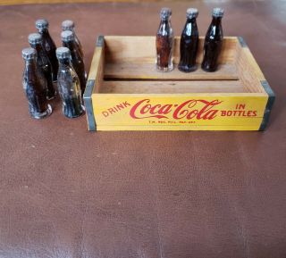Coca - Cola Miniature Bottle With Wooden Crate,  Philippines 4