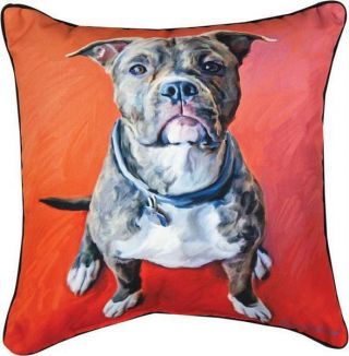 Pit Bull Pillow 18 " X 18 " Square Created By Robert Mclintock Made In Usa.