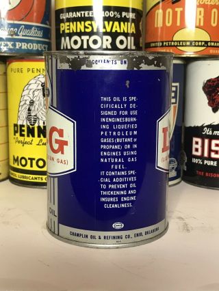 RARE Champlain LPG 1 Quart Motor Oil Can,  Full,  Oil Can,  Oil Can Rare 2
