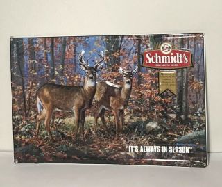 Vintage Schmidts Premium Beer Wildlife Deer Sign Bar Tavern Man Cave