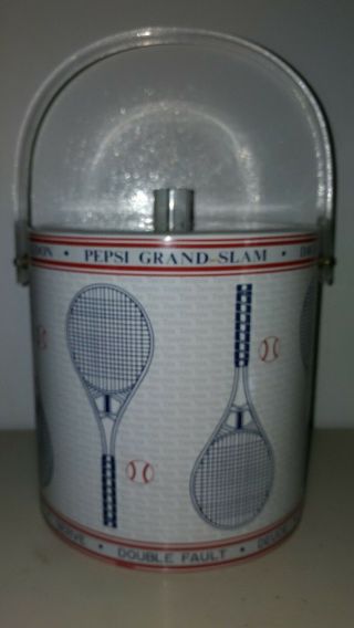 Fun Vintage Tennis Lucite And Vinyl Plastic Ice Bucket