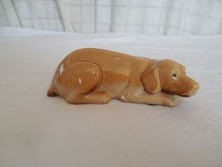 Charming Vintage Stoneware Yellow Labrador Retriever Dog Figure