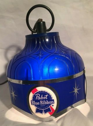 Vintage 1970s Pabst Blue Ribbon Beer Hanging Bar Light Sign