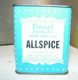 Vintage Old Spice Tin Finast Dainty Det Allspice National Stores Sumerville,  Ma