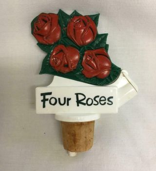 Vintage Four Roses Bourbon Cork Bottle Stopper W/ Pourer