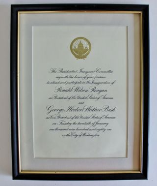 1981 President Ronald Reagan Inauguration Day Letter Invitation - Framed