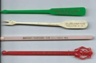 4 Vintage Swizzle Sticks - Zeller 