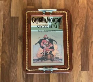 Captian Morgans Spiced Rum Mirror Serving Tray Rope & Tie Cleats