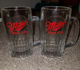 2 Miller High Life Beer Glass Mugs