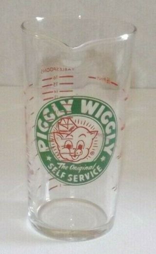 Vtg Piggly Wiggly Advertising Measuring Cup Glass w Spout Grocery Store Promo 2
