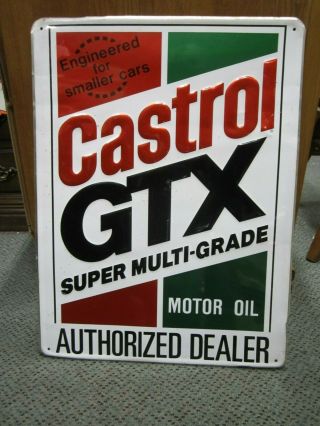 Vintage Large Castrol Gtx Motor Oil Authorized Dealer Metal Sign - 18 " X 24 "