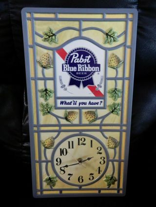 Vintage Pbr Pabst Blue Ribbon Beer Clock Sign What 