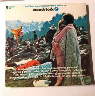 Woodstock Soundtrack Lp 3 Record Set.  To Nm Condition; Santana